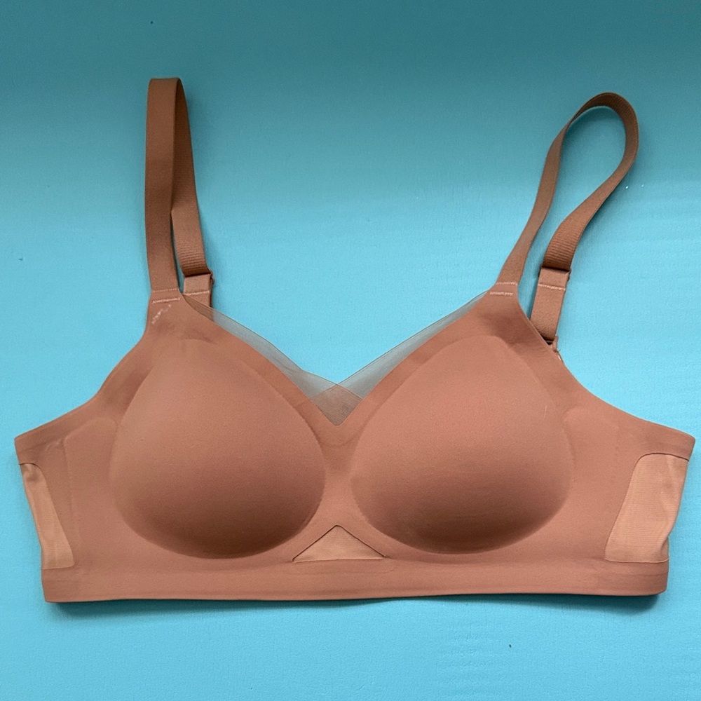 Seamless Neutral Bra with Mesh Detail